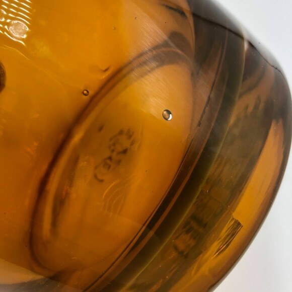 Vintage Amber Handblown Glass FTD Carafe Pitcher Clear Handle Serveware - Picture 14 of 15